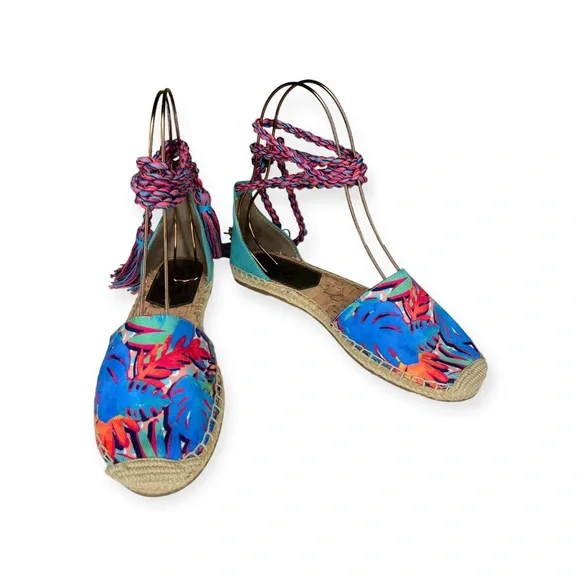 Circus by Sam Edelman Lenora Ankle Wrap Espadrille Sandals Colorful Palm 8.5 - Picture 4 of 10